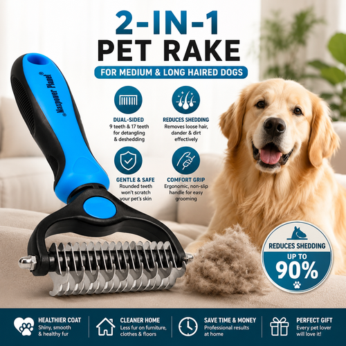 🐕2-in-1 Deshedding & Dematting Pet Brush